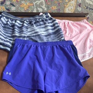 Under Armour Women's Purple, Pink, and Blue Striped Shorts Trio